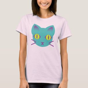 Kawaii Anime Kitty Cat Blue Green Lila T-Shirt