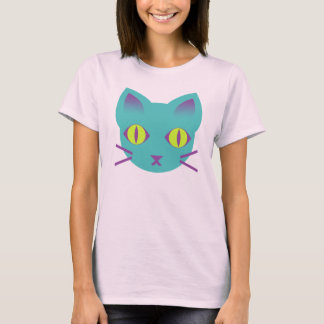 Kawaii Anime Kitty Cat Blue Green Lila T-Shirt