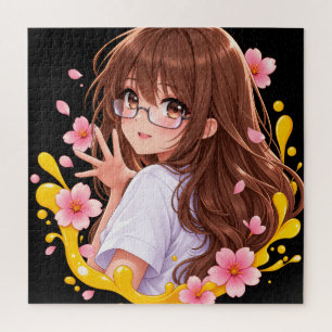Kawaii Anime Mädchen Sakura Kirschblüten Puzzle