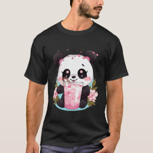 Kawaii Anime Panda trinkt Boba Tea Bubble Cherry B T-Shirt