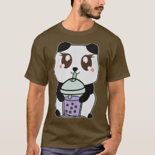 Kawaii Anime Panda trinkt Boba Tea Niedliche Blase T-Shirt