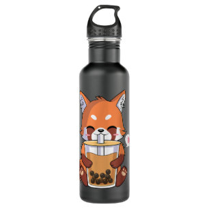 Kawaii Anime Red Panda trinkt Boba Bubble Tee Edelstahlflasche