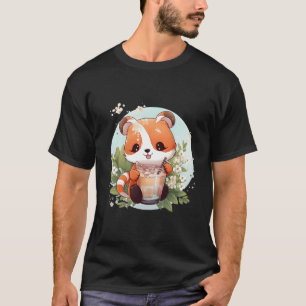 Kawaii Anime Red Panda trinkt Boba Tea Bubble Cher T-Shirt