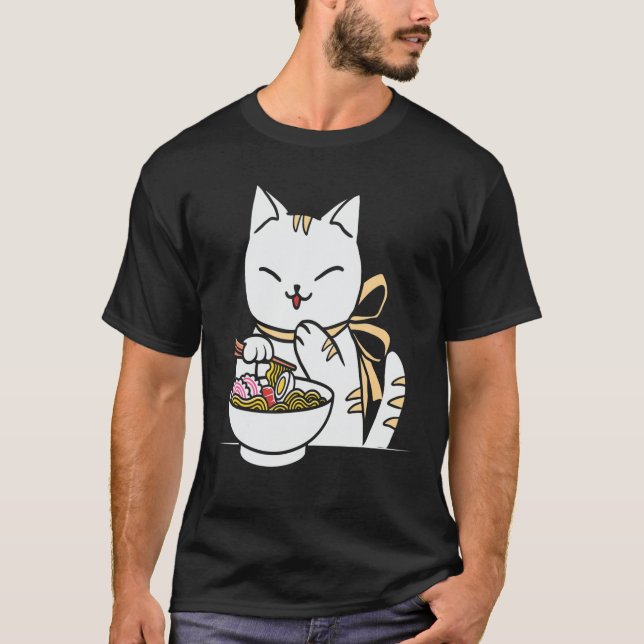 Kawaii Anime Shiba-Inu-Eating-Ramen T-Shirt (Vorderseite)