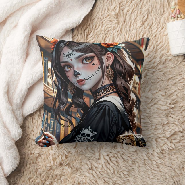 Kawaii Anime Skull Girl Pillow 03 Kissen (Decke)