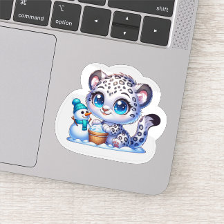 Kawaii Anime Snow Leopard Kid's Sticker