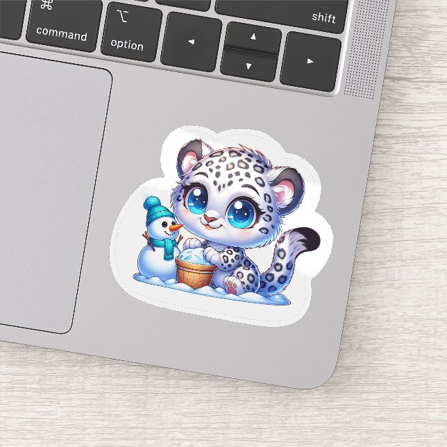 Kawaii Anime Snow Leopard Kid's Sticker (Detail)