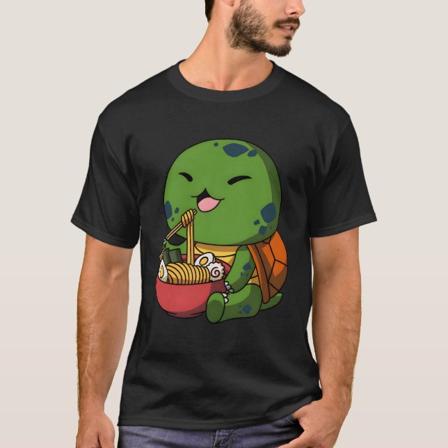 Kawaii Anime Turtle Asian Noodles Japanese Ra T-Shirt (Vorderseite)