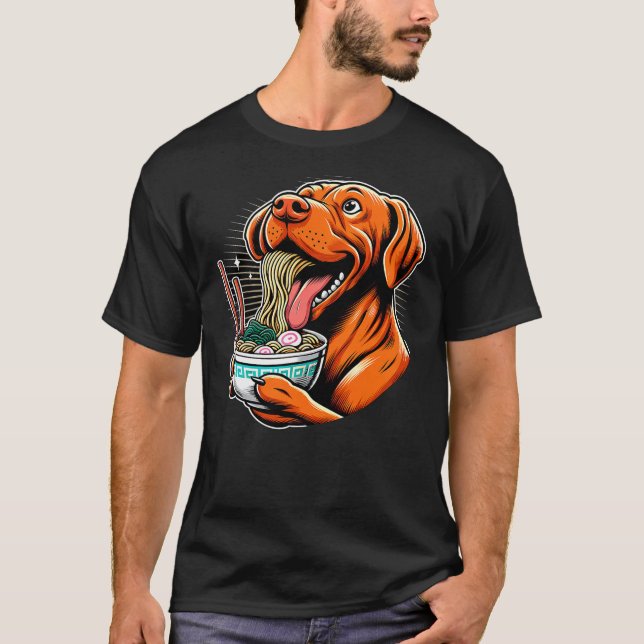 Kawaii Anime Vizsla Dog Ramen T-Shirt (Vorderseite)