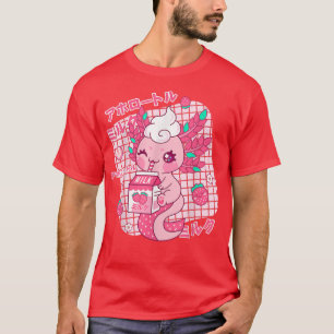 Kawaii Aolotl Strawberry Milk Shake Japanischer Re T-Shirt
