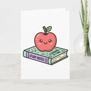 Kawaii Apfel auf Buch Süße Lehrerin Wertschätzung Karte