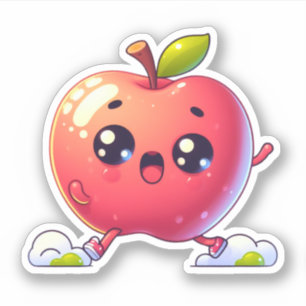 Kawaii-Apfel Aufkleber