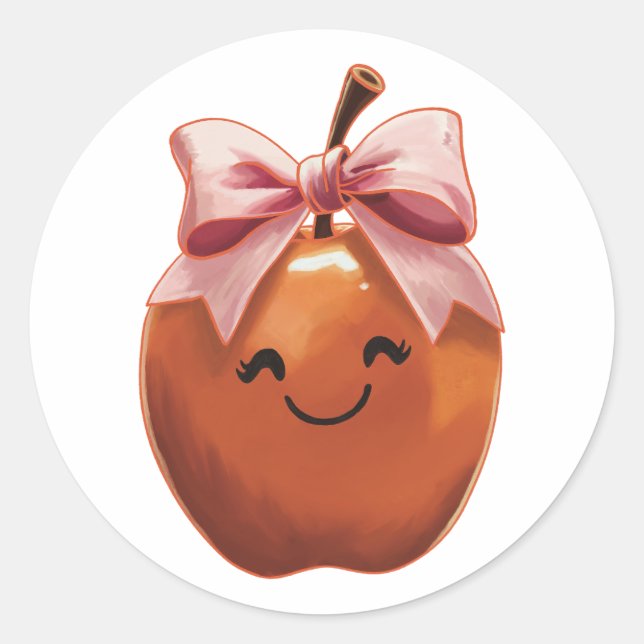 Kawaii apple gift runder aufkleber (Vorderseite)