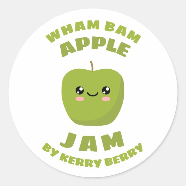 Kawaii Apple Jam Runder Aufkleber (Vorderseite)