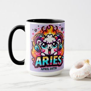 Kawaii Aries Ram Zodiac Sign Farbiger Geburtstag Tasse