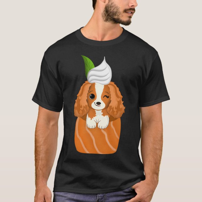 Kawaii Art Cavalier King Charles Spaniel Salmon Ro T-Shirt (Vorderseite)