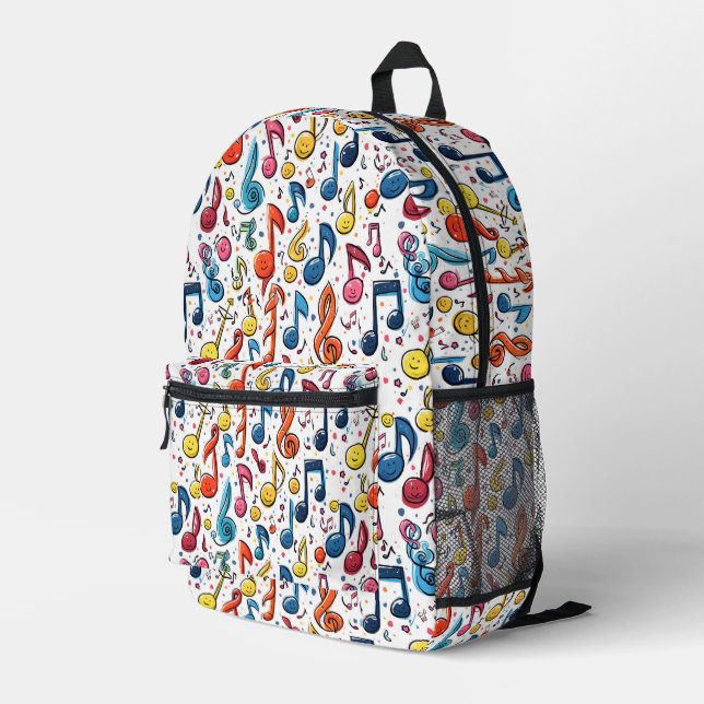 Kawaii Art Musical Notes Abstrakt Bedruckter Rucksack (Rückseitige Ecke Rechts)