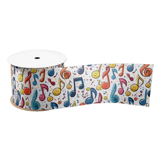 Kawaii Art Musical Notes Abstrakt Satinband (Spule)