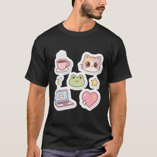 Kawaii-Ästhetik-Katzen- und Frosch-Aufkleber-Set P T-Shirt