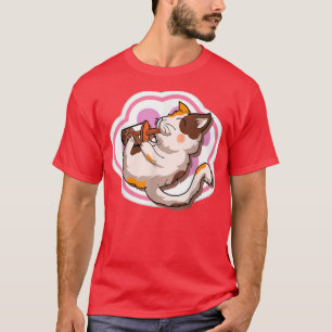Kawaii Ästhetische Katze Boba Tea Japanisch Anime  T-Shirt