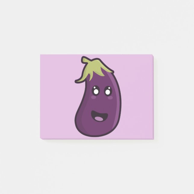 Kawaii Aubergine Post-it Klebezettel (Vorderseite)