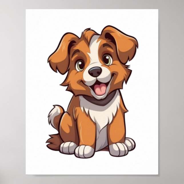 Kawaii Australian Shepherd Puppy Poster (Vorne)