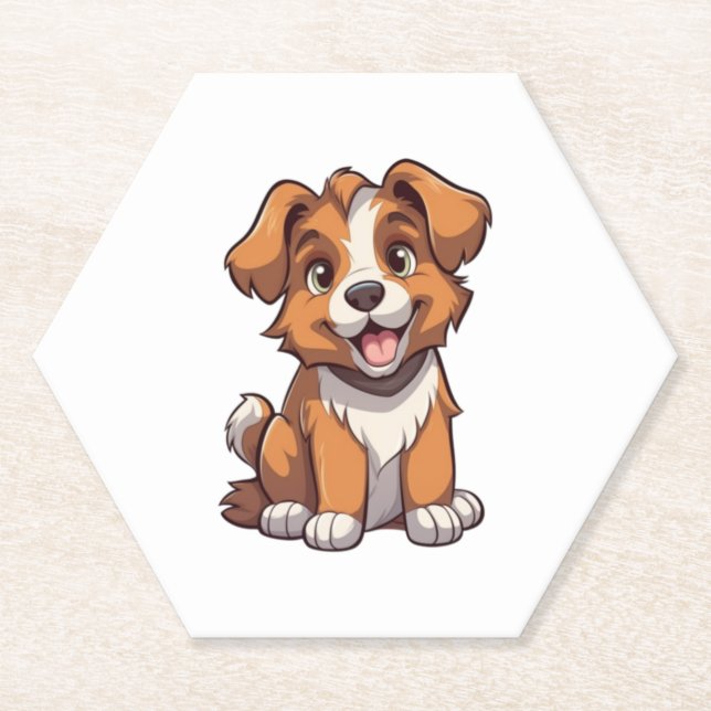 Kawaii Australian Shepherd Puppy Untersetzer (Vorderseite)