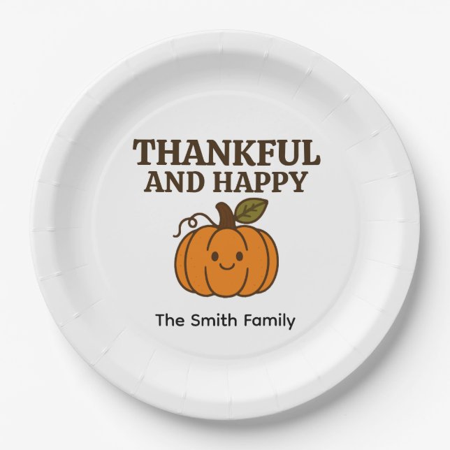 Kawaii Autumn Pumpkin Thanksgiving Pappteller (Vorderseite)