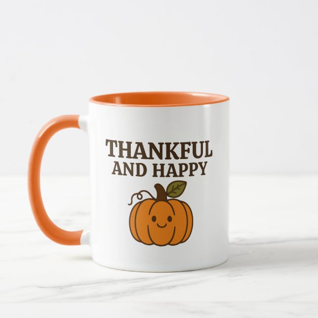 Kawaii Autumn Pumpkin Thanksgiving Tasse (Links)