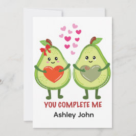 Kawaii Avocado Couple You Complete Me  Dankeskarte