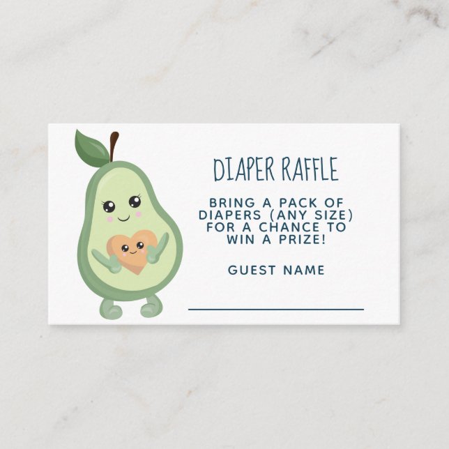 Kawaii Avocado Diaper Raffle Begleitkarte (Vorderseite)