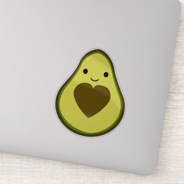 Kawaii Avocado mit einem Heart Pit Aufkleber (Detail)