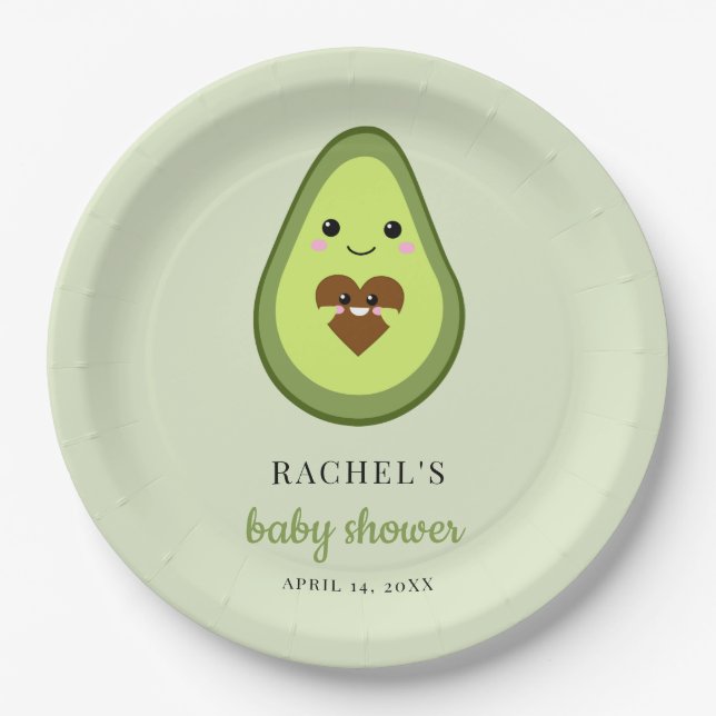 Kawaii Avocado Pregnant Baby Shower Niedlich Minim Pappteller (Vorderseite)