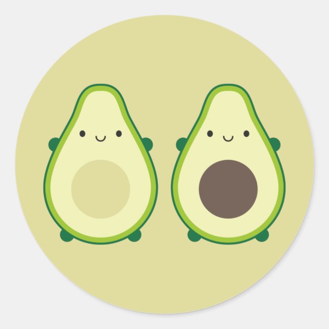 Kawaii Avocado Runder Aufkleber (Vorderseite)