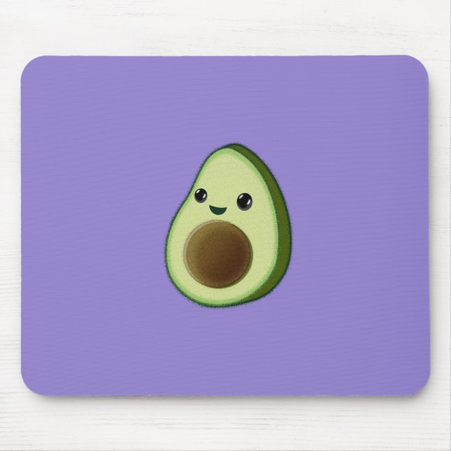 Kawaii Avocado Zeichne Custom Lila Mousepad (Vorne)