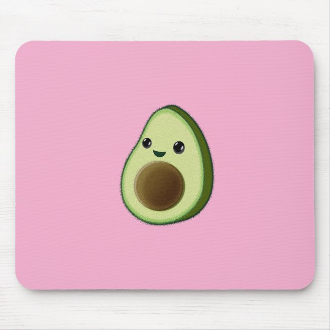 Kawaii Avocado Zeichne Custom Pink Mousepad (Vorne)