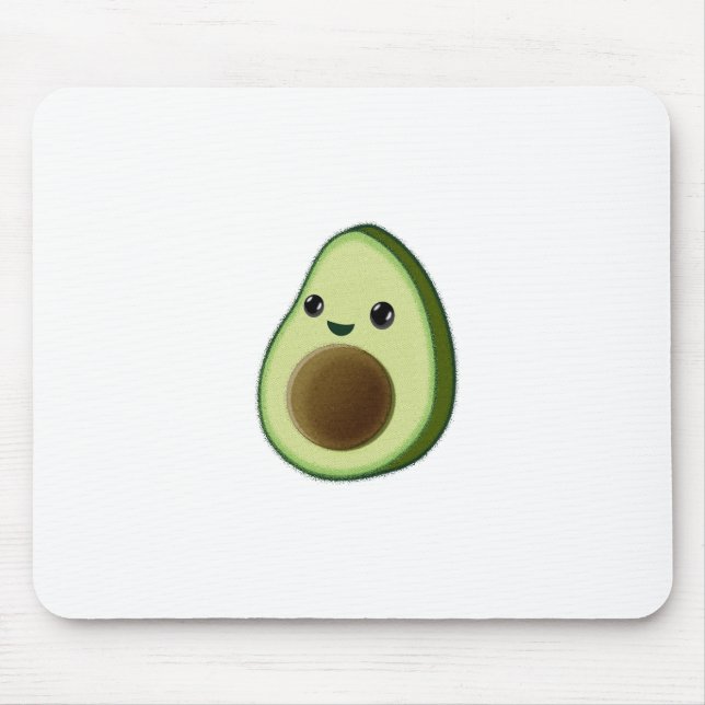 Kawaii Avocado Zeichne Custom White Mousepad (Vorne)