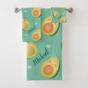 Kawaii Avocados ließen uns Avocuddle Muster Badhandtuch Set