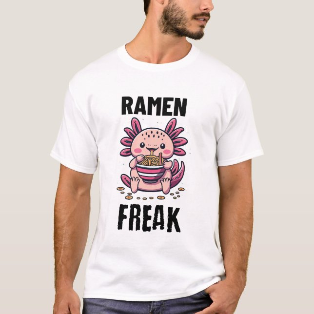 Kawaii Axalotl aß Ramen T-Shirt (Vorderseite)