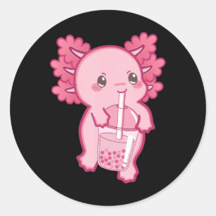 Kawaii Axolotl Boba Bubble Tea Teen Teen Girl Kind Runder Aufkleber