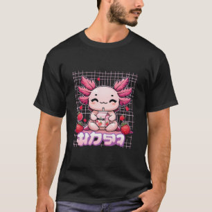 Kawaii Axolotl Drinken StrawberryMilch Niedliche P T-Shirt