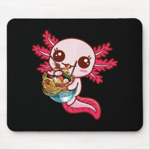 Kawaii Axolotl Eat Ramen Japanisch Anime Noodles K Mousepad
