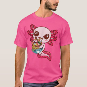 Kawaii Axolotl Eating Ramen Noodles Anime Gift Gif T-Shirt