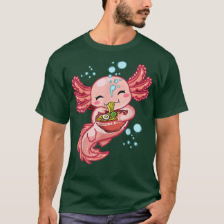 Kawaii Axolotl Eating Ramen Noodles Anime Girls T-Shirt