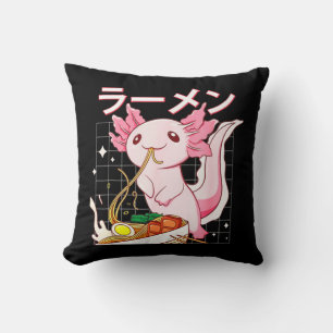 Kawaii Axolotl Eating Ramen Noodles Anime Girls Te Kissen