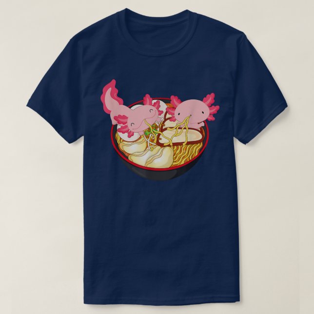 Kawaii Axolotl Eating Ramen Noodles Anime Kids Gir T-Shirt (Design vorne)