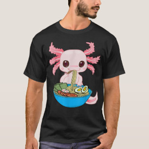Kawaii Axolotl Eating Ramen Noodles Anime Kids Gir T-Shirt