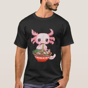 Kawaii Axolotl Eating Ramen Noodles Anime T - Shir T-Shirt