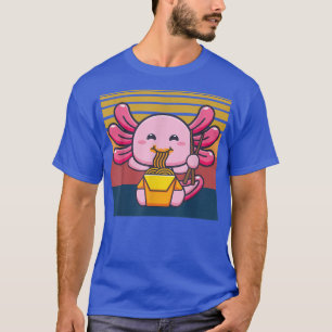 Kawaii Axolotl Eating Ramen Noodles Anime Vintag T-Shirt