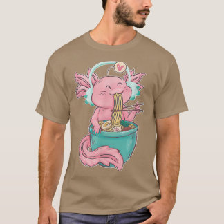 Kawaii Axolotl Eating Ramen Noodles Anime Women Te T-Shirt